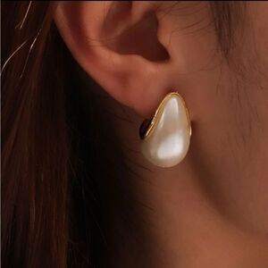 Pearl cuff stud earrings S163